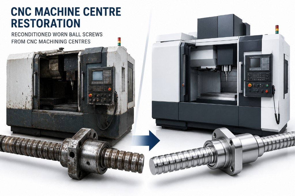 CNC Machine Centre Restoration — before and after ball screw reconditioning